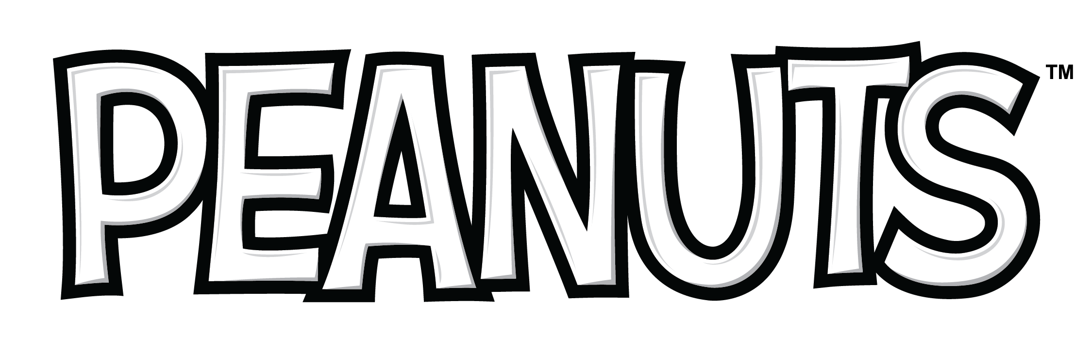 The Peanuts logo, hand drawn, capital letters spelling out Peanuts.